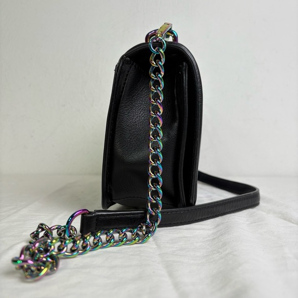 Rebecca Minkoff Oil Slick Suede Iridescent Love Chevron Quilted Crossbody Bag - Picture 4 of 16